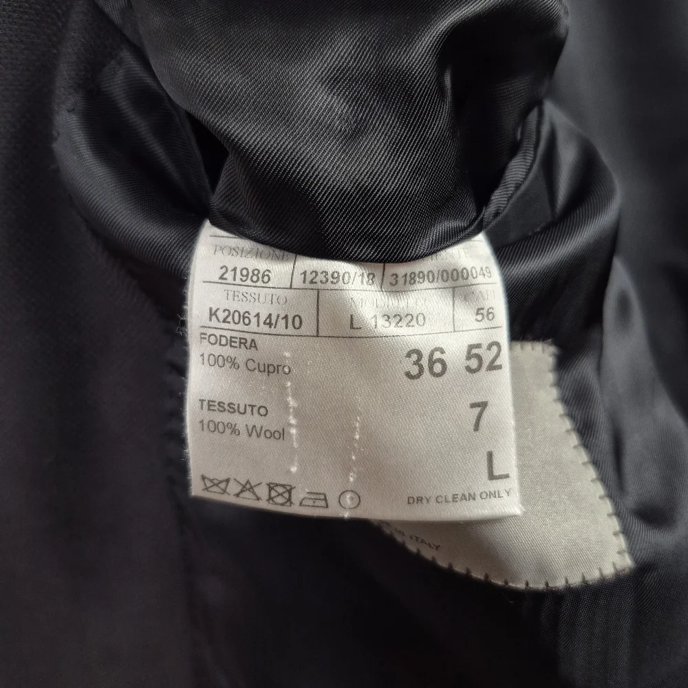 Canali 1934 Men's 100% Wool Travel Water‎ Resistant Black Italy 44L US